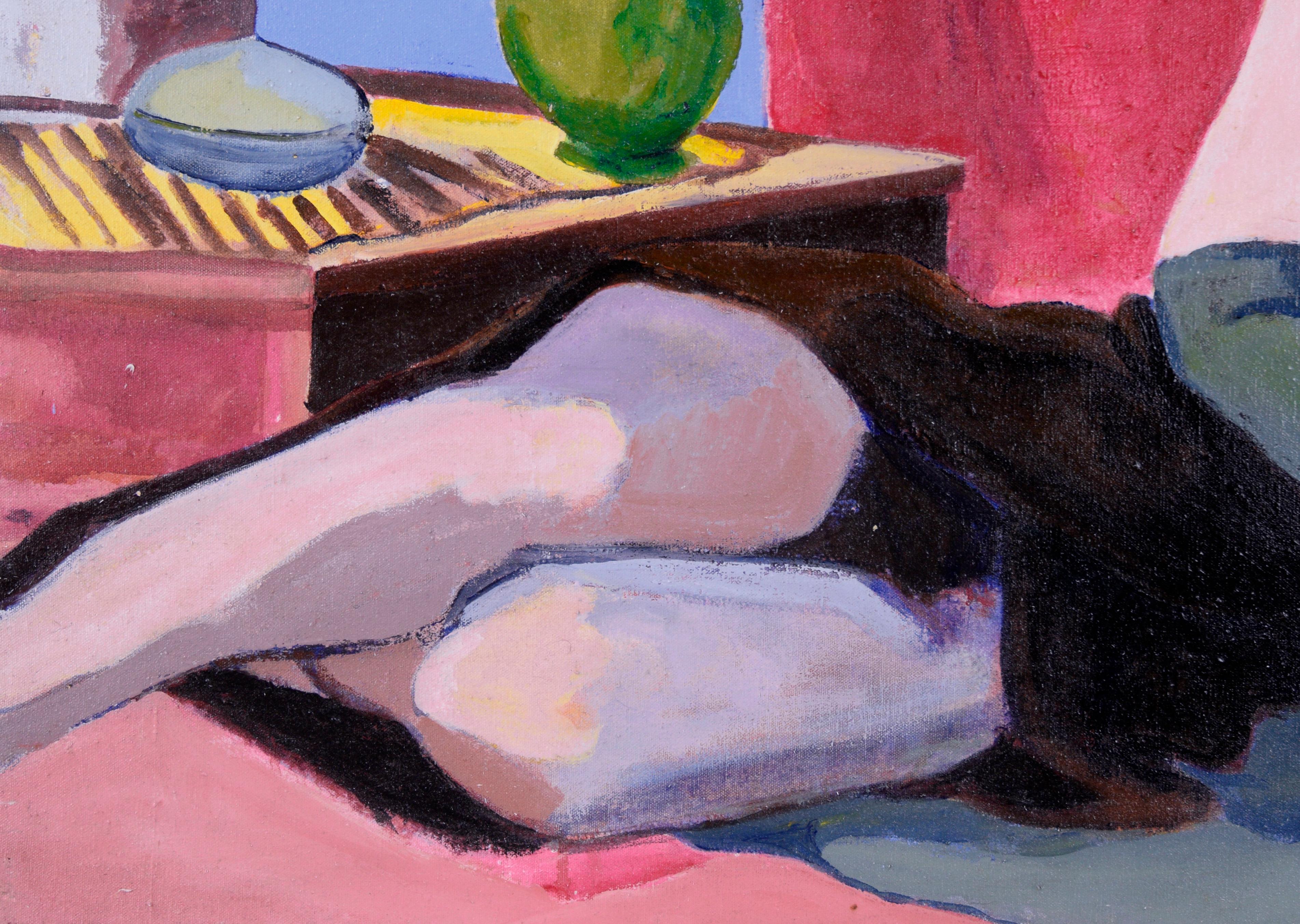 Frau mit rotem Hut – Figurative Studie, Öl auf Leinwand – Painting von Patricia Gren Hayes