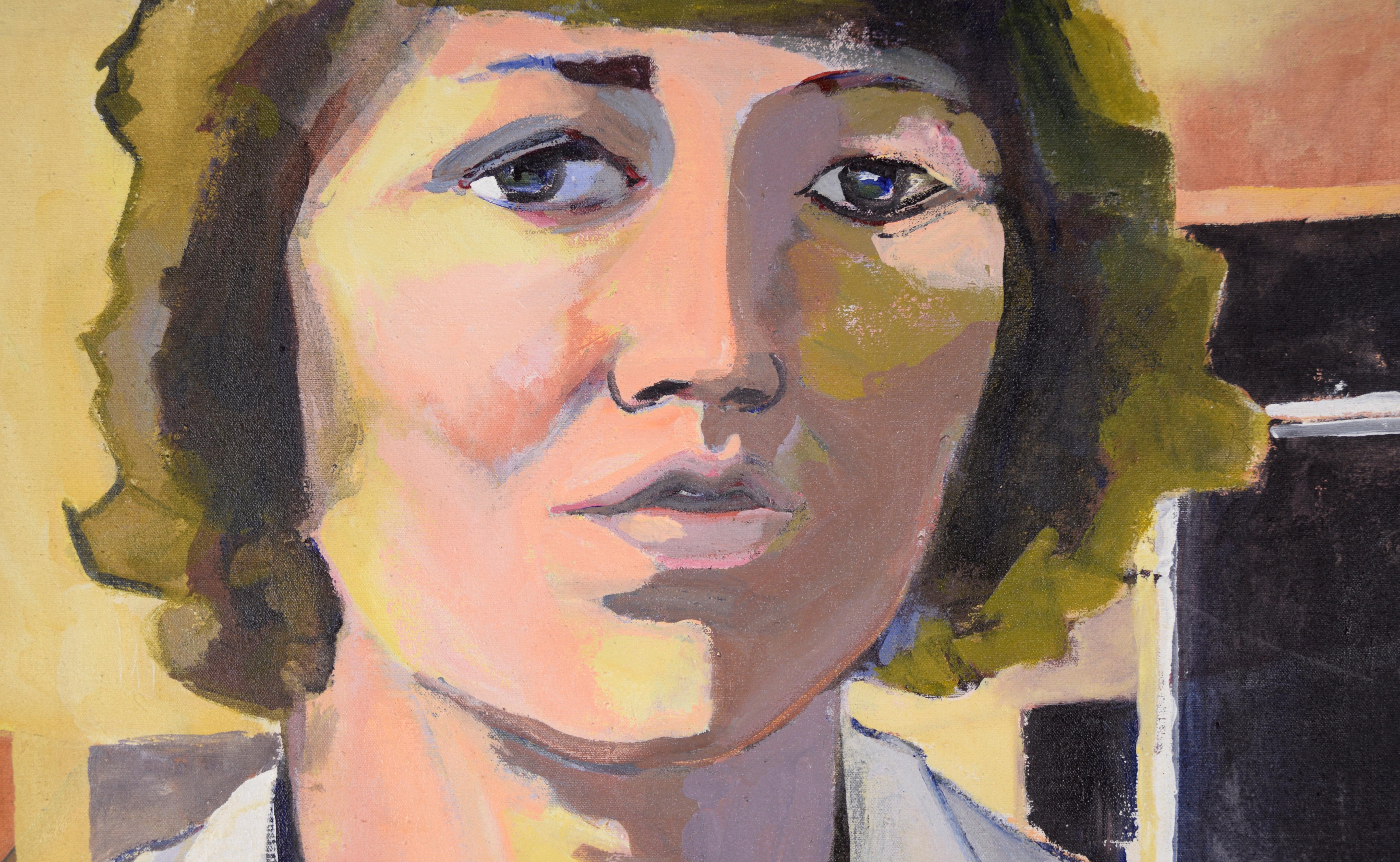 Mujer al sol de la mañana - Retrato a gran escala en óleo sobre lienzo - Painting moderno estadounidense de Patricia Gren Hayes