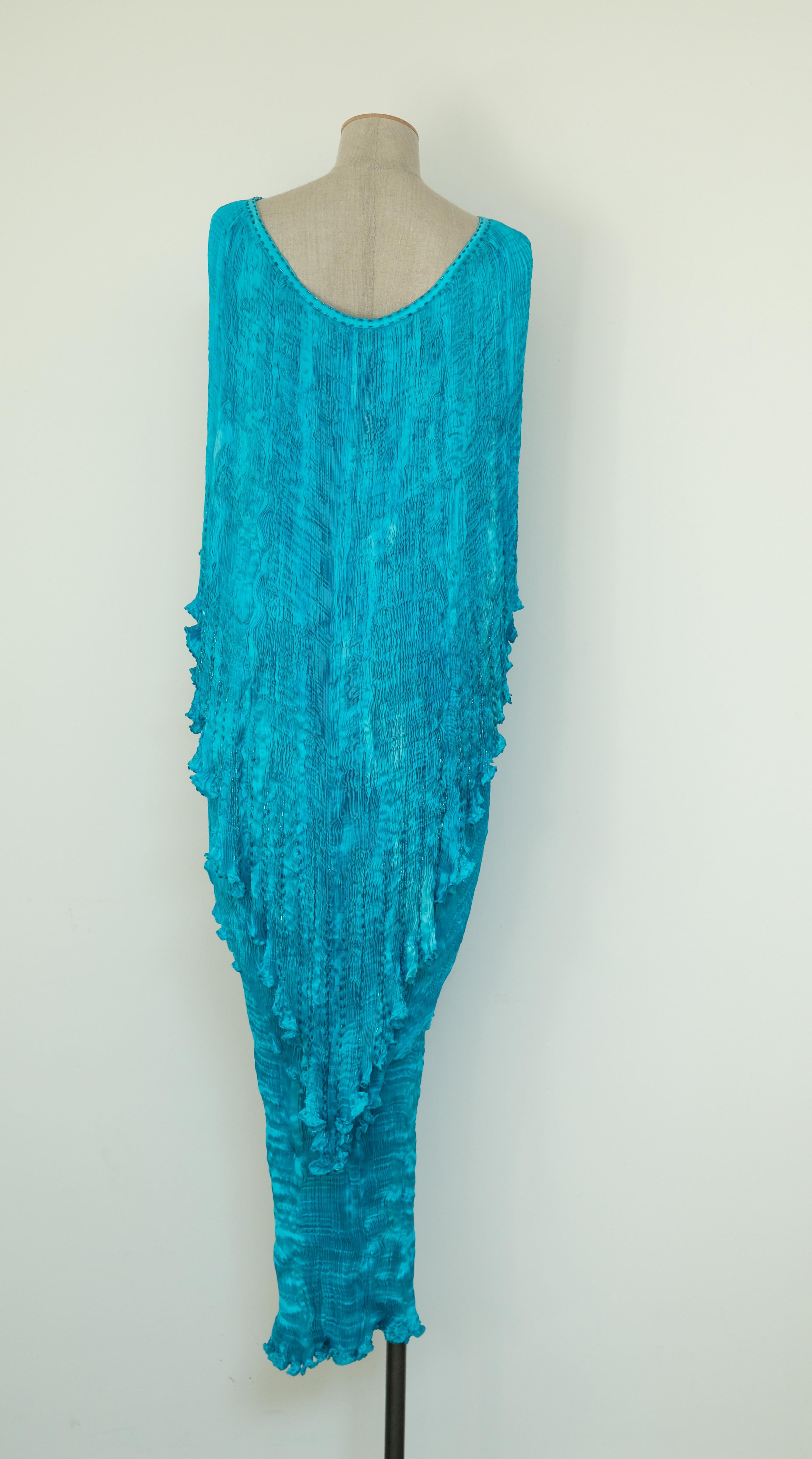 Patricia Lester 'Fortuny' Pleated Hand Made One Of A Kind Turquoise Ensemble 5
