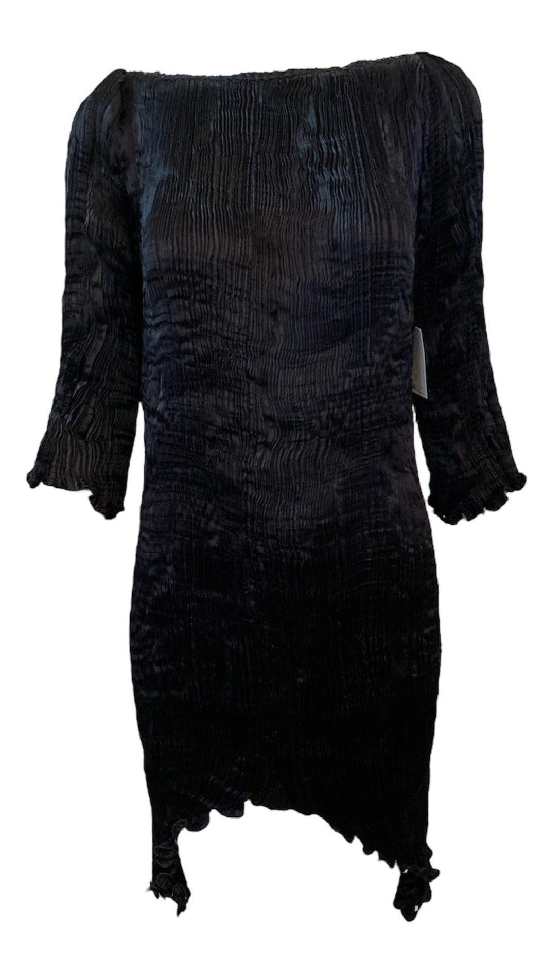 Noir Ensemble de soirée deux pièces plissé de style Fortuny, Patricia Lester, années 1980 en vente