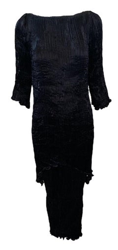 Ensemble de soirée deux pièces plissé de style Fortuny, Patricia Lester, années 1980