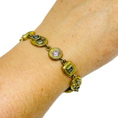 PATRICIA LOCKE signed vintage gold tone rhinestones designer link bracelet