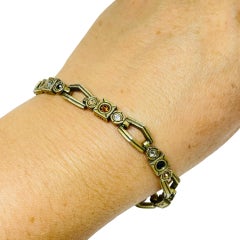 PATRICIA LOCKE signed vintage gold tone rhinestones designer link bracelet