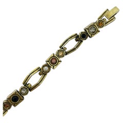 PATRICIA LOCKE signed vintage gold tone rhinestones designer link bracelet