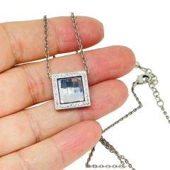 PATRICIA LOCKE signed vintage silver tone glass designer pendant necklace