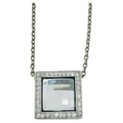 PATRICIA LOCKE signed vintage silver tone glass designer pendant necklace