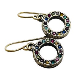 PATRICIA LOCKE silver tone rhinestones dangle designer earrings