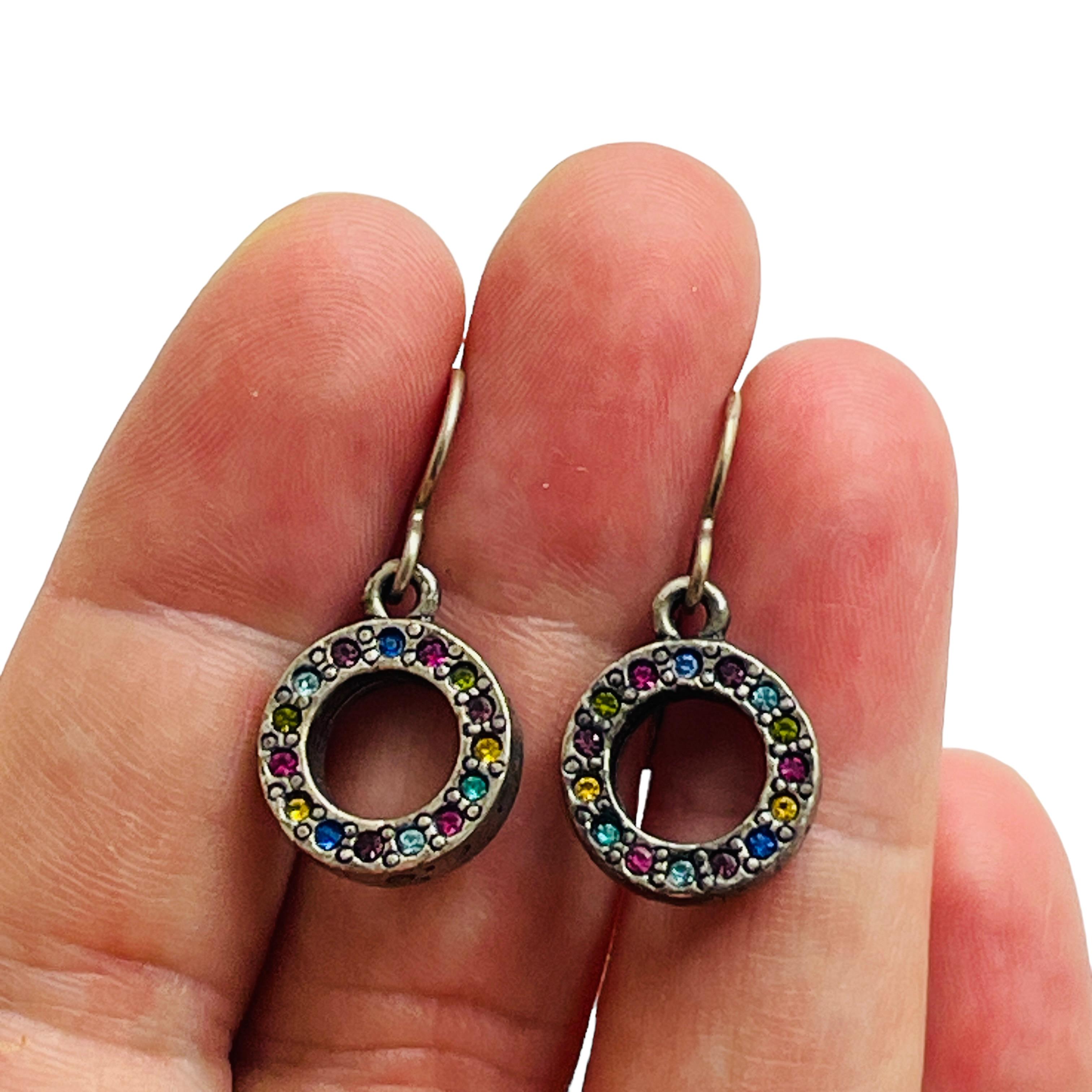 Women's PATRICIA LOCKE silver tone rhinestones dangle designer earrings For Sale