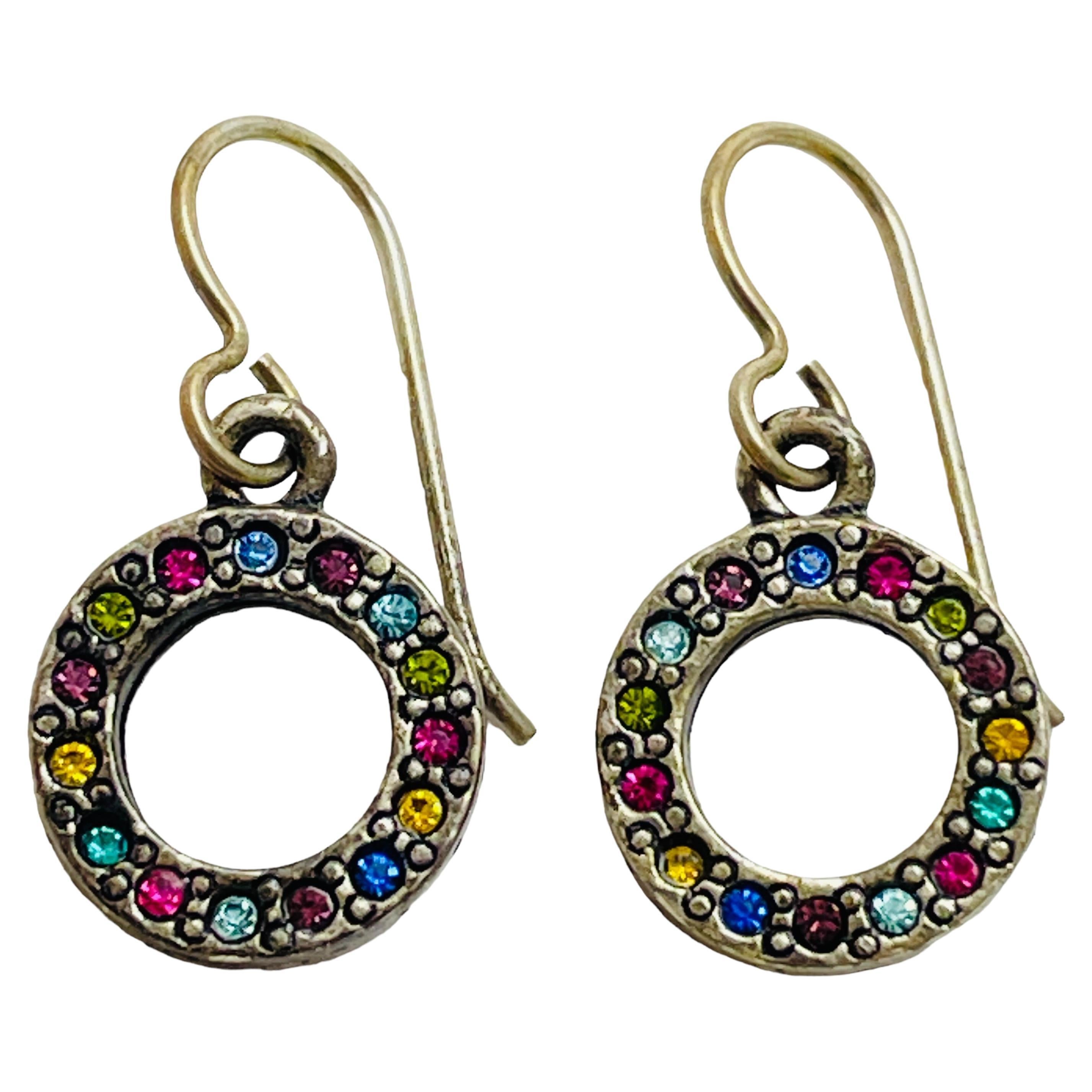 PATRICIA LOCKE silver tone rhinestones dangle designer earrings For Sale