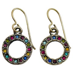 PATRICIA LOCKE silver tone rhinestones dangle designer earrings