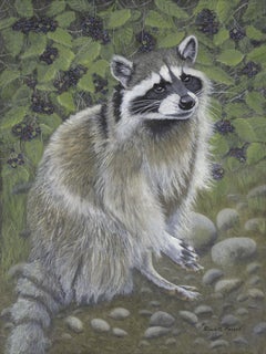 Blackberry Patch (Raccoon), Painting, Acrylic on Canvas
