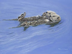 Dining Out (Sea Otters), Painting, Acrylic on Canvas