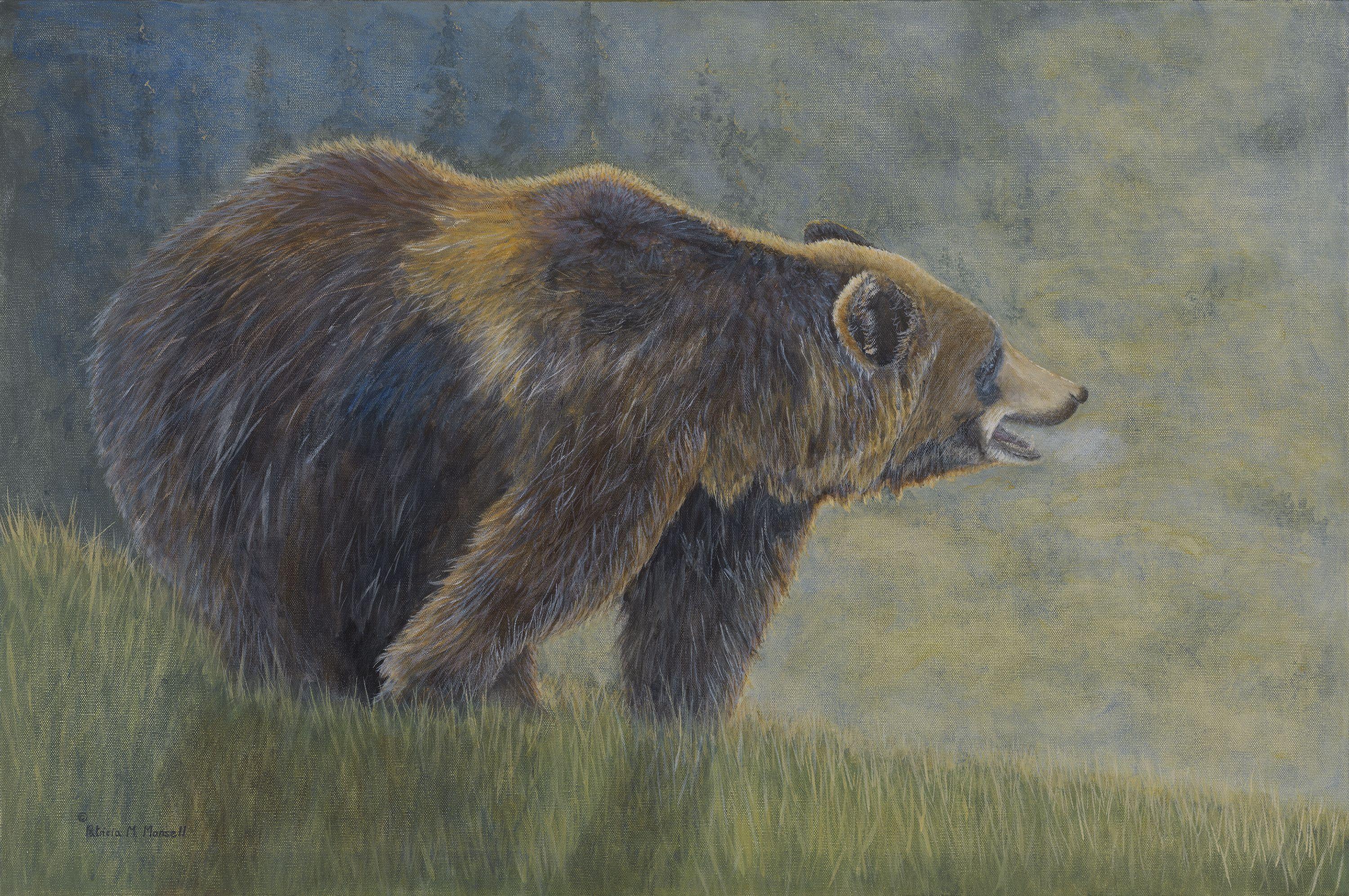 Patricia Mansell Animal Painting - Mountain Man (Grizzly), Painting, Acrylic on Canvas