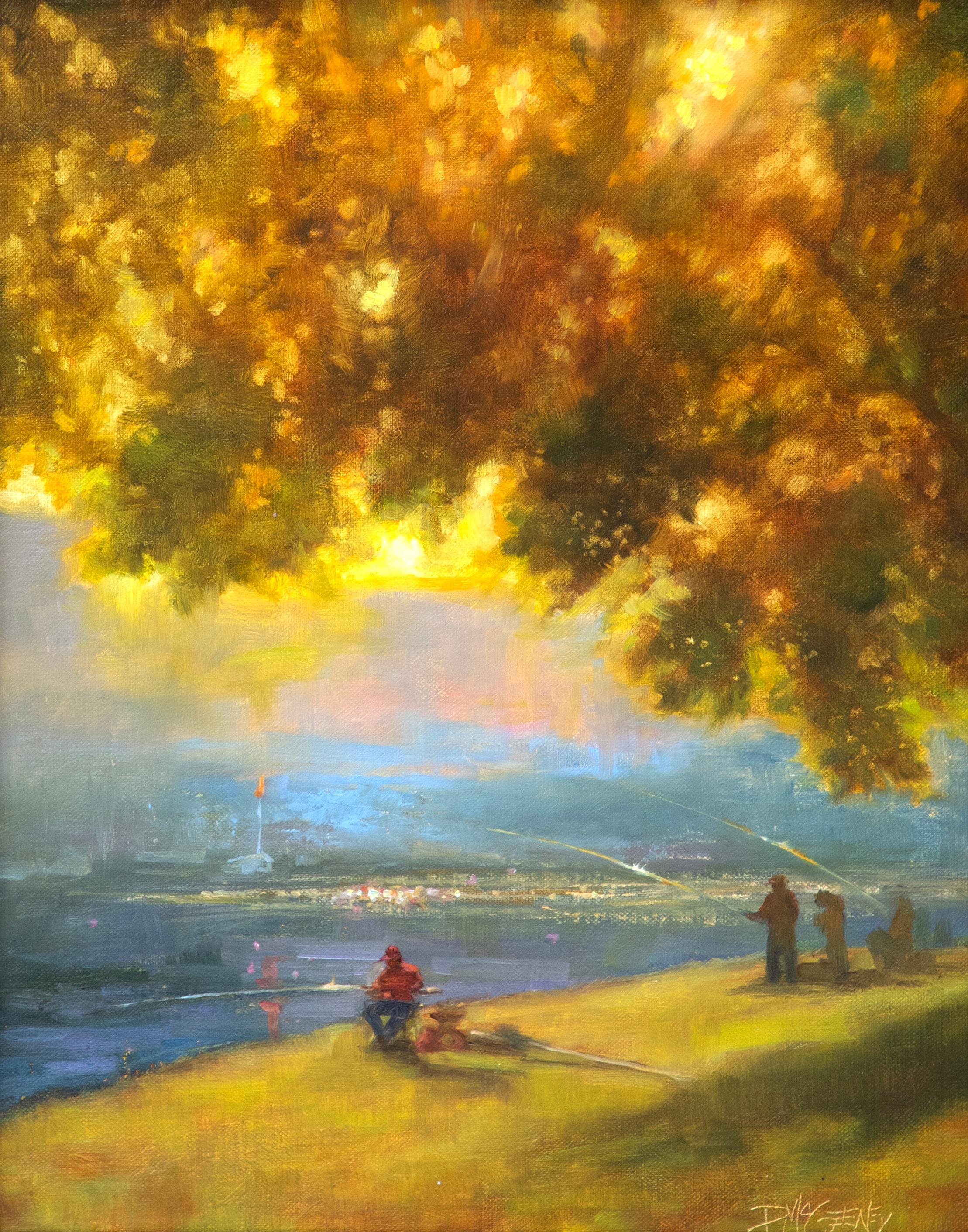 Pesca con Bernie - Painting Impressionismo di Patricia McGeeney