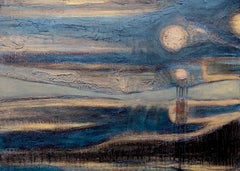 Et le soleil s'endort pour coucher.  Peinture abstraite contemporaine technique mixte