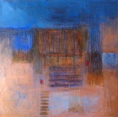 L'horizon en bronze : peinture à l'huile expressionniste abstraite contemporaine