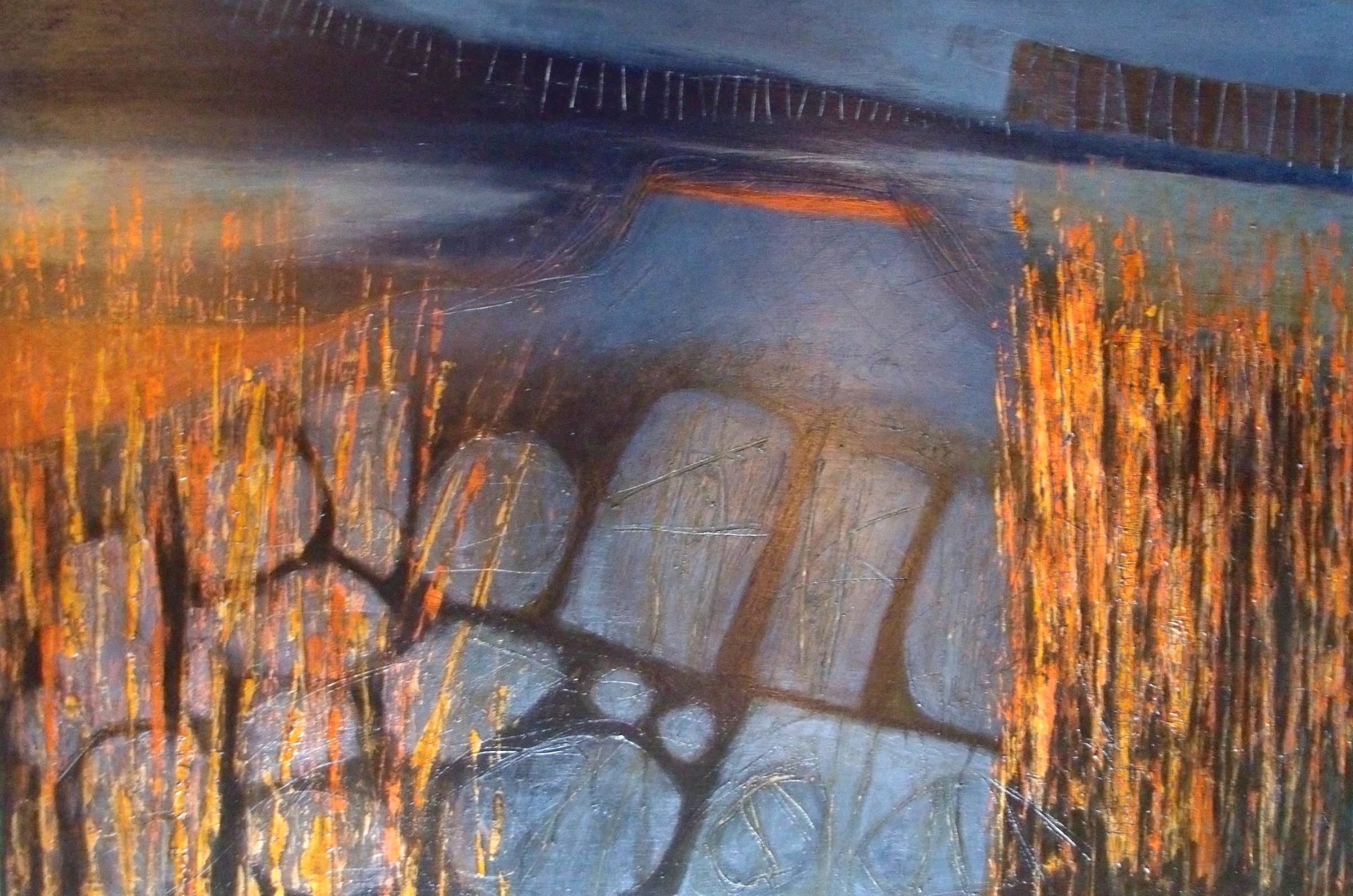 Peinture à l'huile expressionniste abstraite contemporaine de la soirée Skye