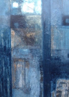 Blue Birches. Contemporary Abstract Mixed Media on Canvas Painting