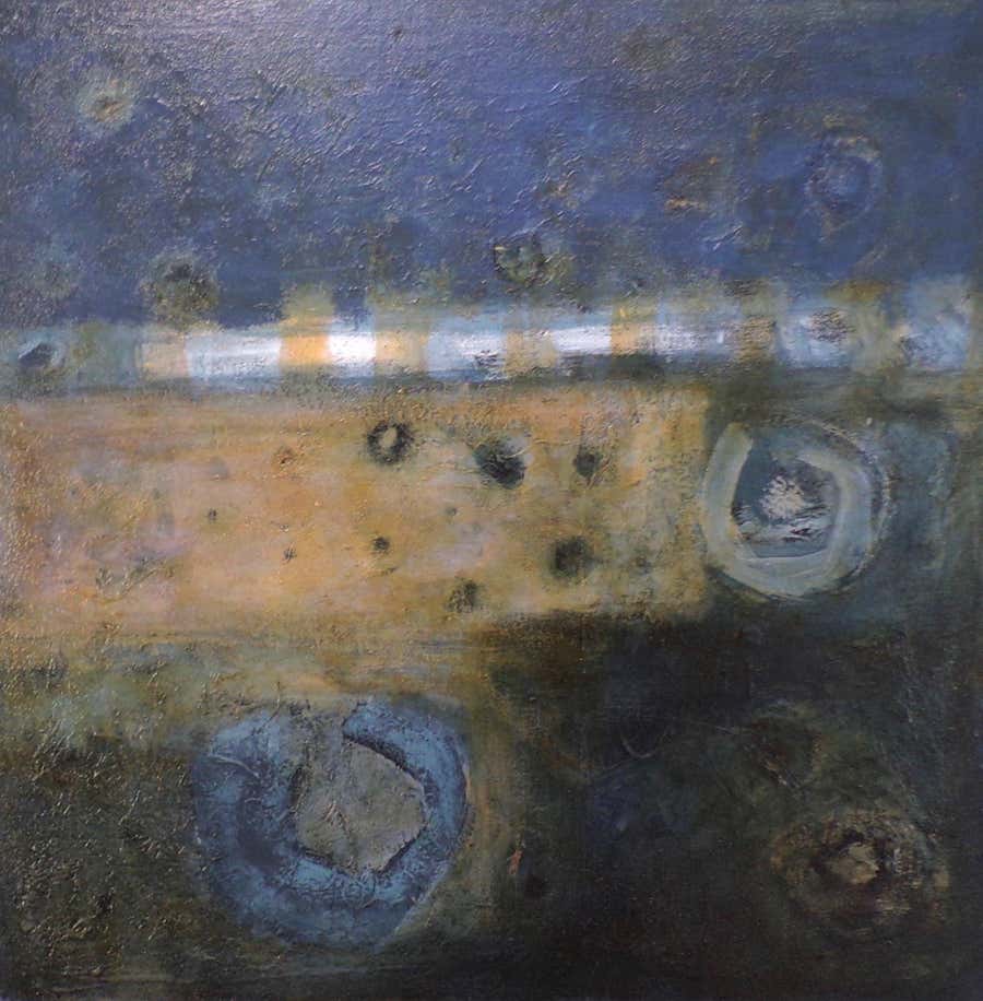 Harbour Wall: Contemporary abstract expressionist oil painting