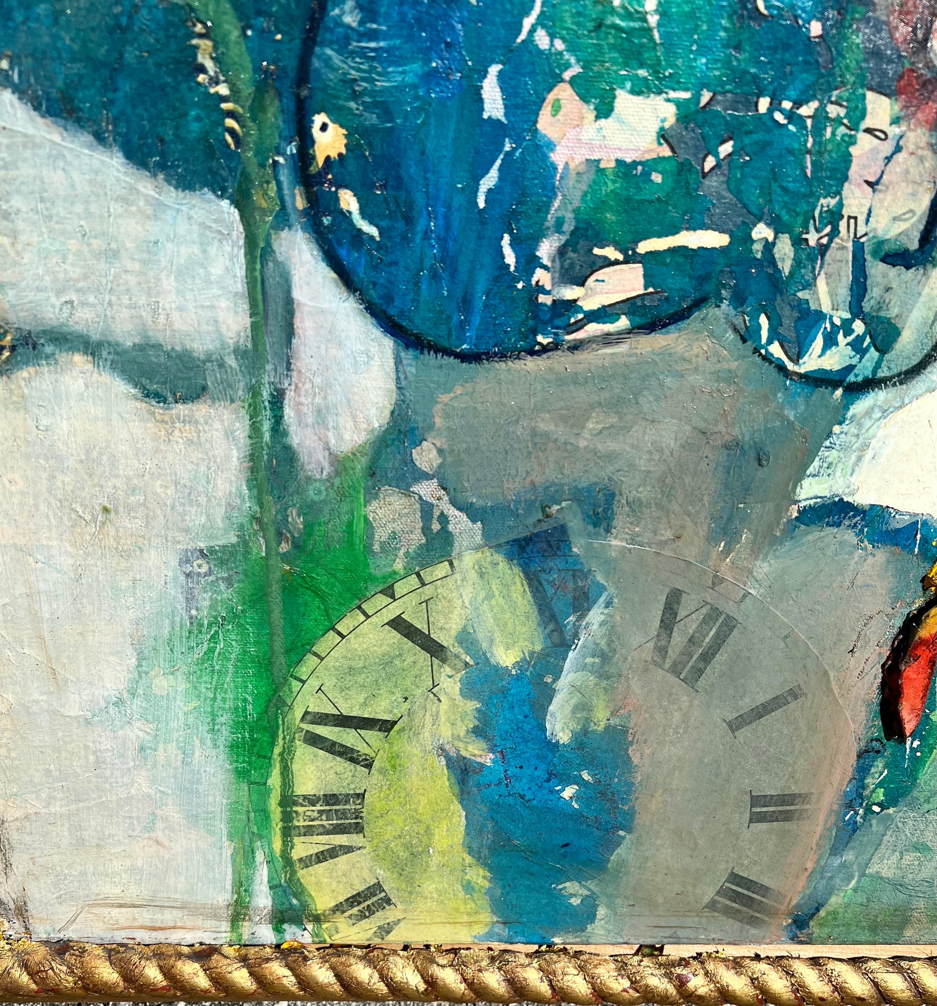 Grande peinture à l'huile figurative abstraite expressionniste King Collage de Patricia Nix 9