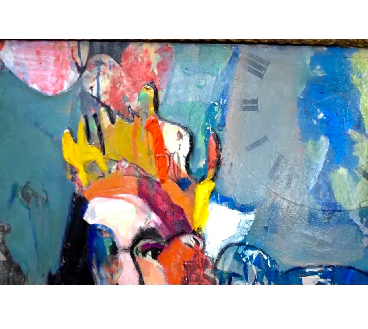 Large Figurative Abstract Expressionist King Collage Oil Painting Patricia Nix 1