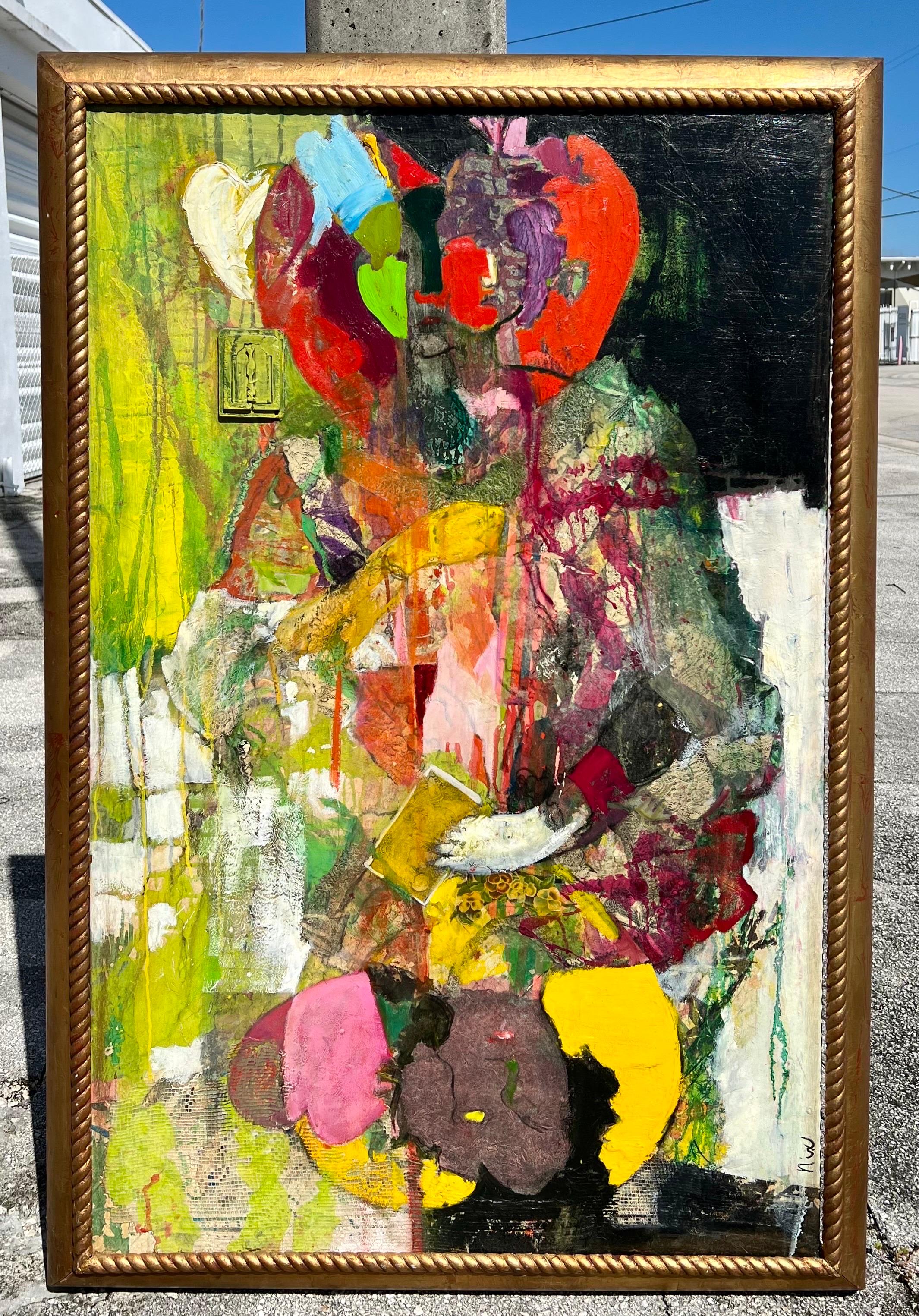 Large Figurative Abstract Expressionist Queen Collage Oil Painting Patricia Nix 9