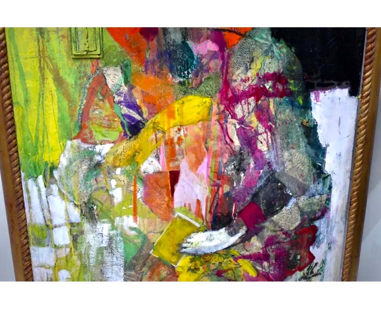 Large Figurative Abstract Expressionist Queen Collage Oil Painting Patricia Nix 1
