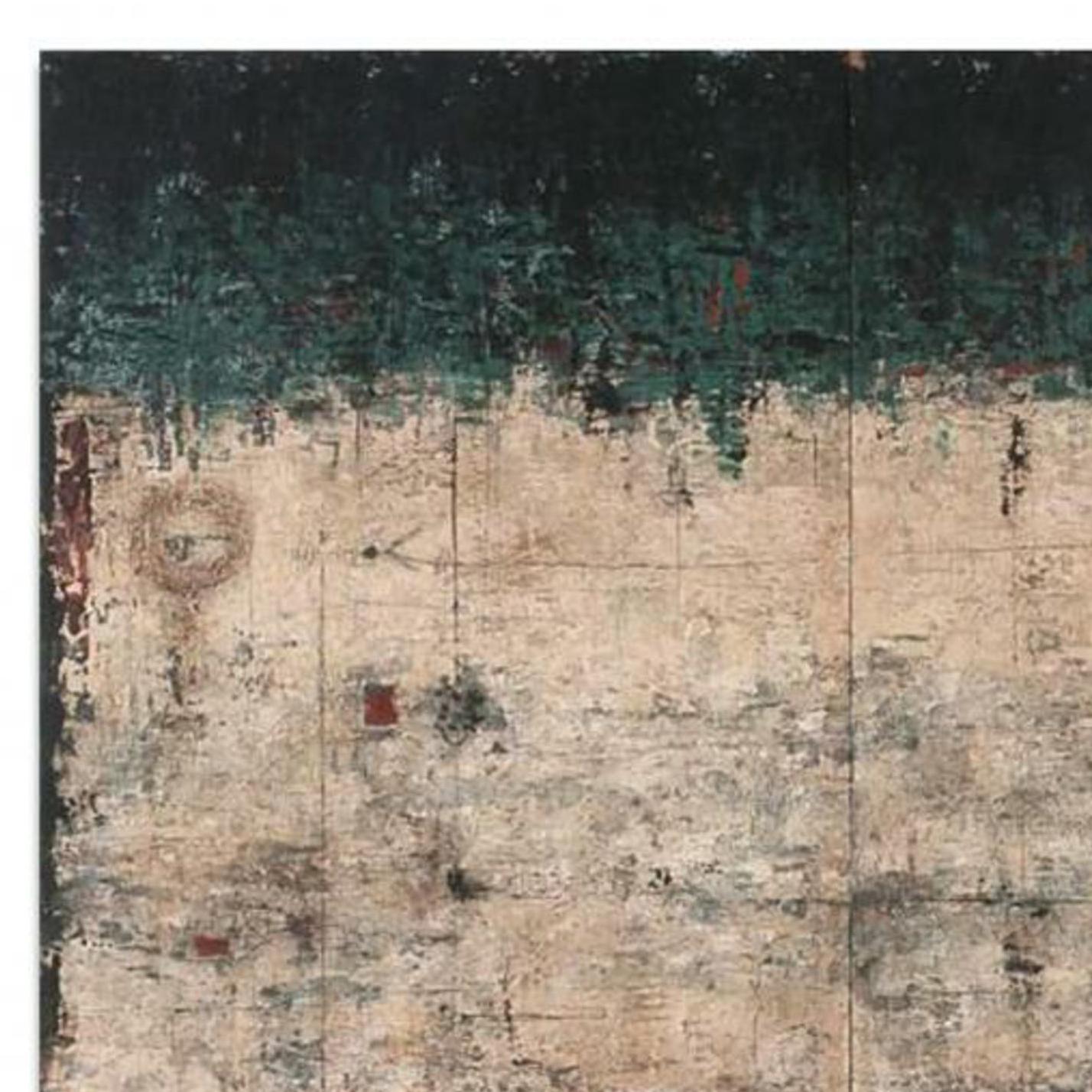 Drawing Conclusions by artist Patricia Oblack is a brown, grey, red, black, and teal contemporary abstract mixed media on panel that measures 48 x 64 and is priced at $7,400.

“Presently, I use color - layers and layers if color and texture to