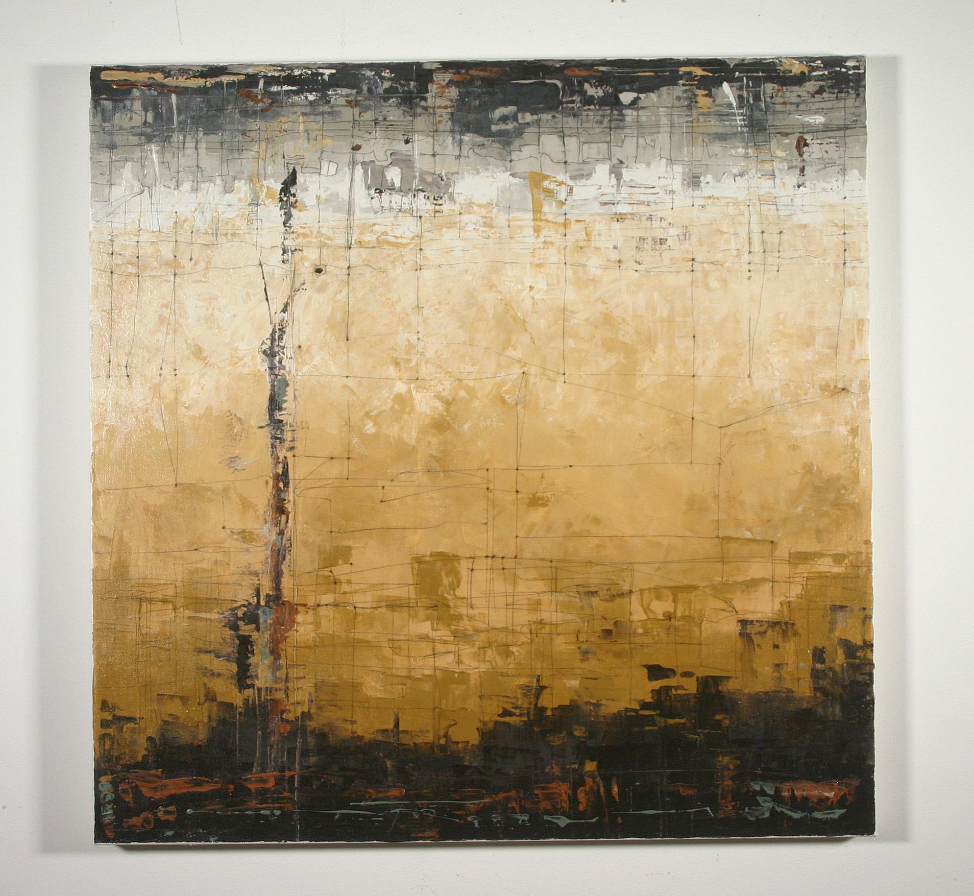 <p>Commenti dell'artista<br />Patricia costruisce le sue composizioni in modo intuitivo con le spatole, mescolando i colori e sviluppando la texture direttamente sulla superficie dei suoi pannelli. In questo pezzo, le linee collegate da punti fanno