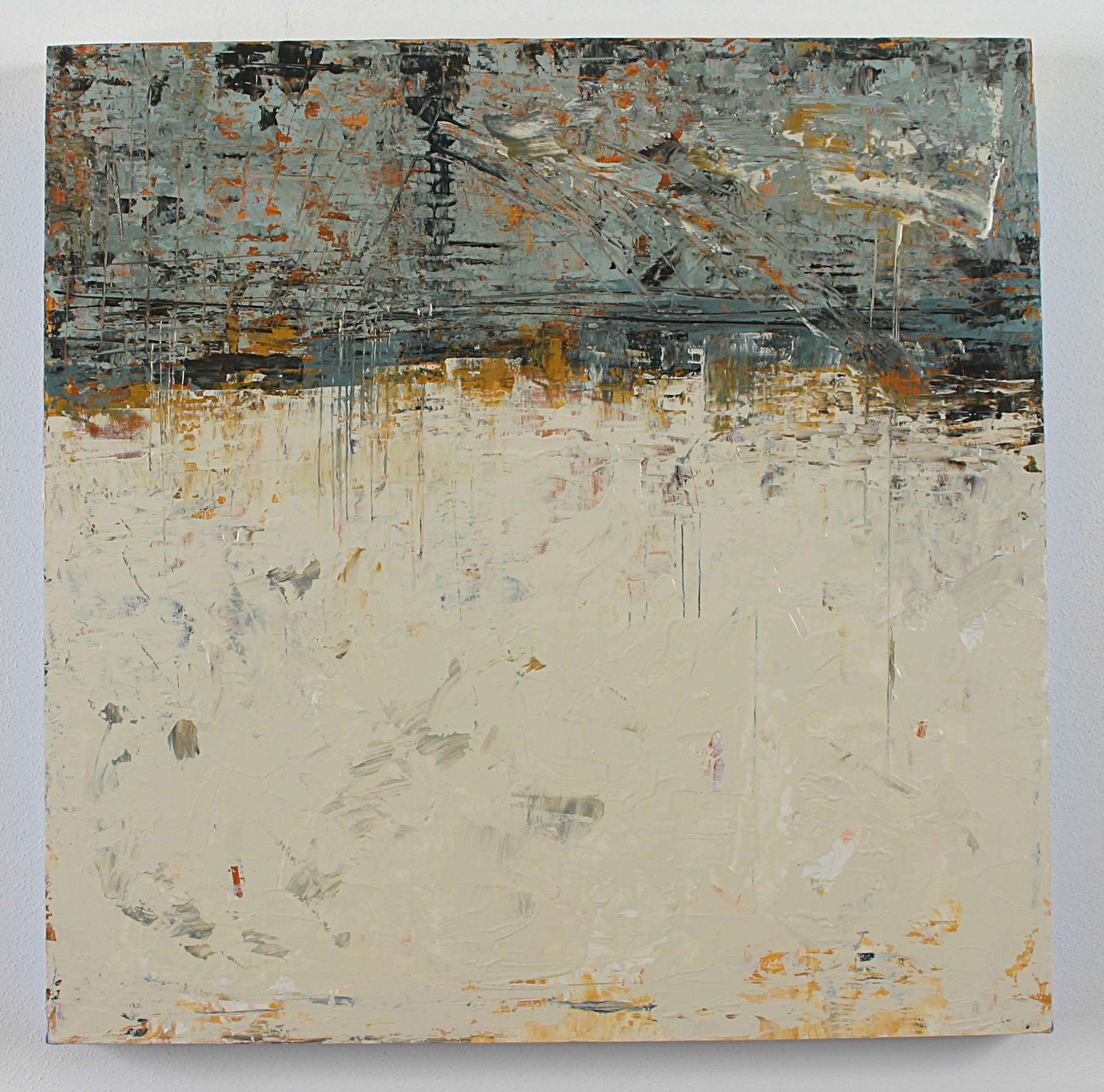 Box auf dem Block All Night, Abstraktes Gemälde (Braun), Abstract Painting, von Patricia Oblack