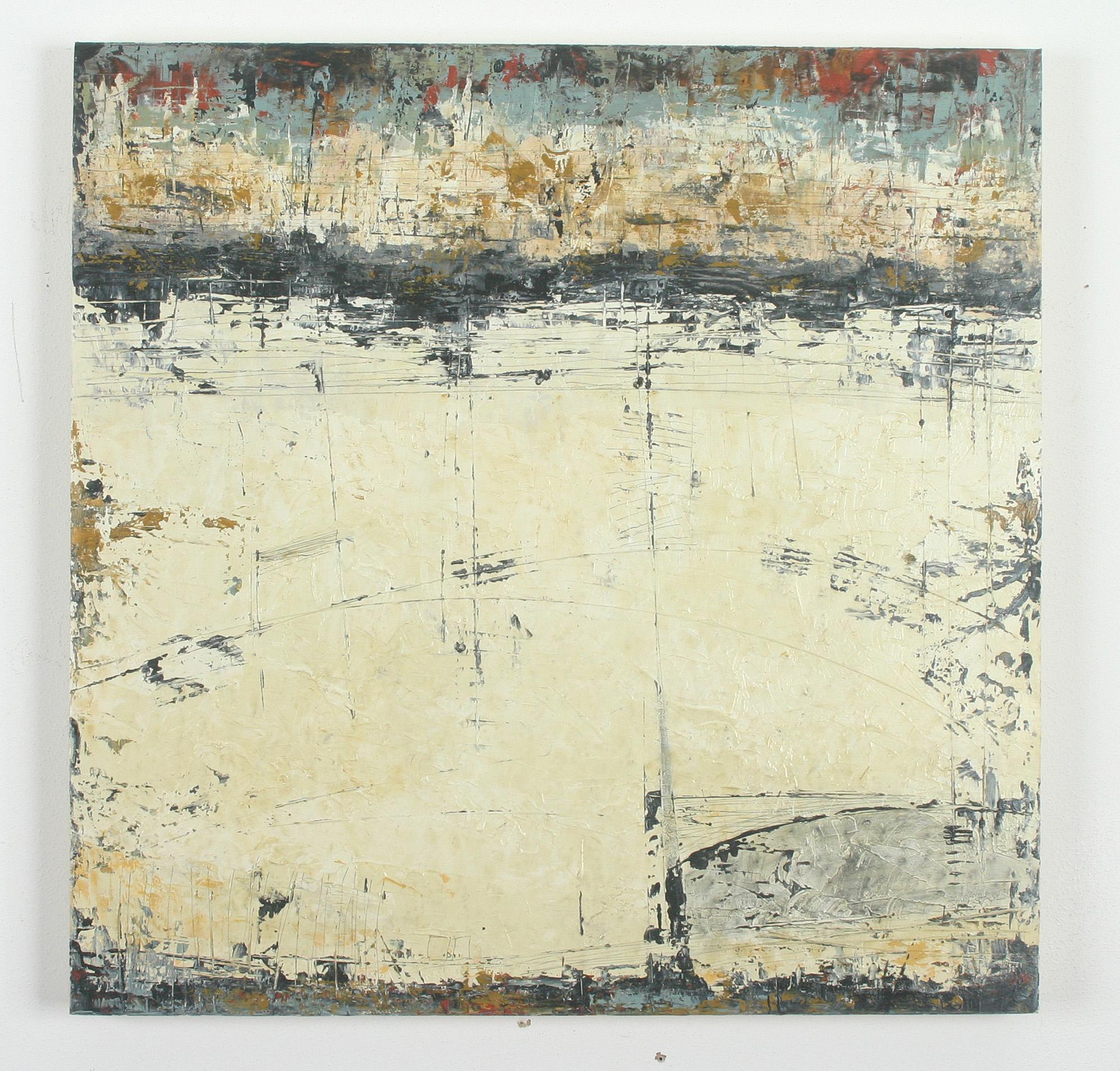 Calculierte Schlussfolgerungen, Abstraktes Gemälde (Beige), Abstract Painting, von Patricia Oblack