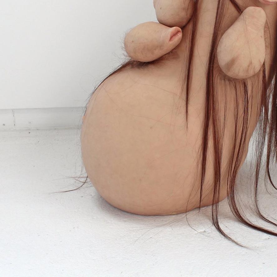 medium: silicone, fiberglass, human hair

The Osculating Curve - “Osculating” comes from
the Latin word meaning “kiss.” In mathematics the
word is used to describe the common tangent or
point of contact between two curves.

This piece was