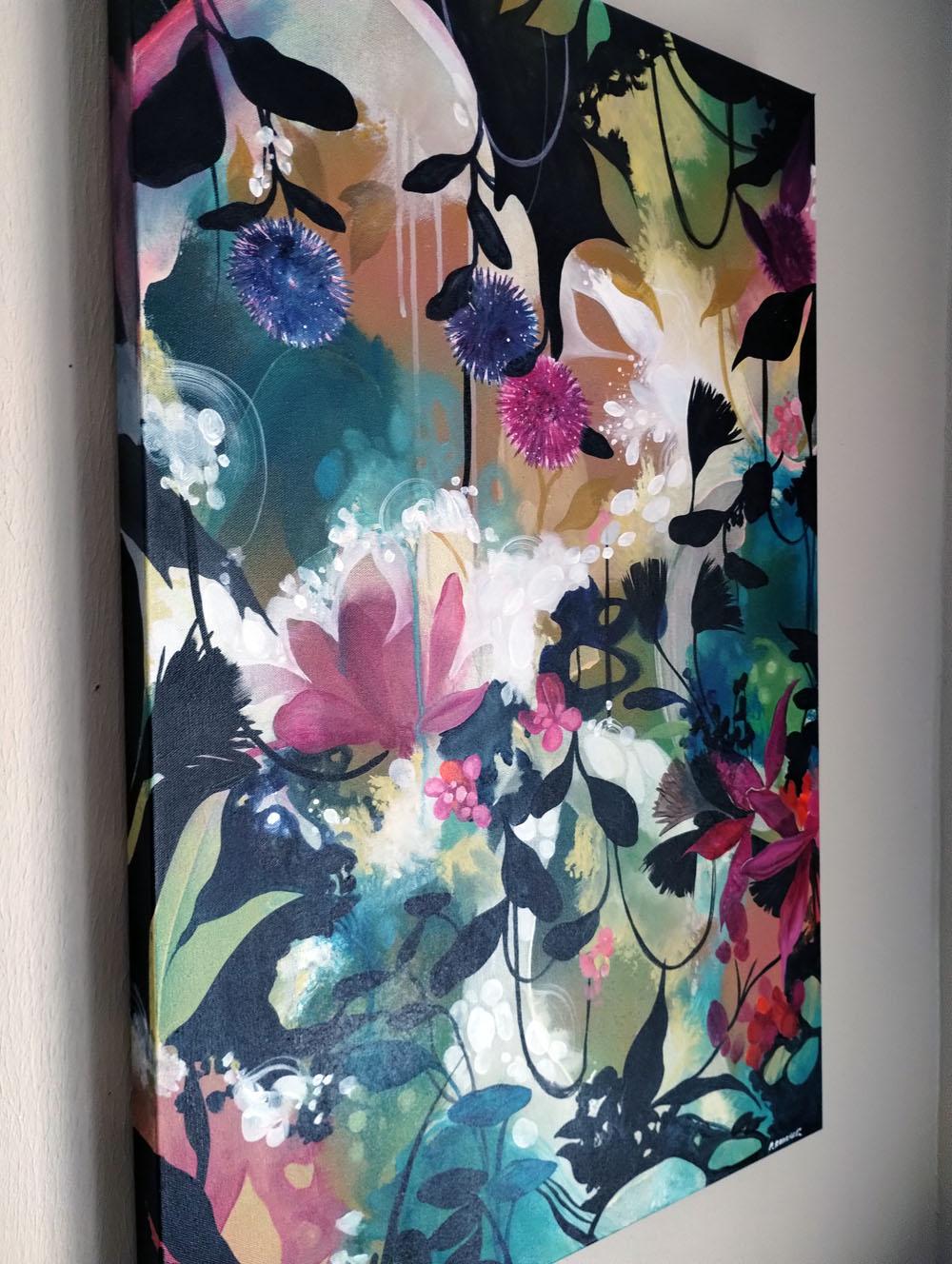 Equinox – Abstraktes, geblümtes Acrylgemälde – Painting von Patricia Rodriguez