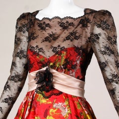 Patricia Saunders Custom Vintage Silk + Nude Illusion Lace Dress