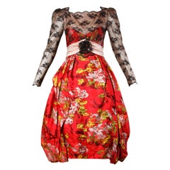Patricia Saunders Custom Vintage Silk + Nude Illusion Lace Dress