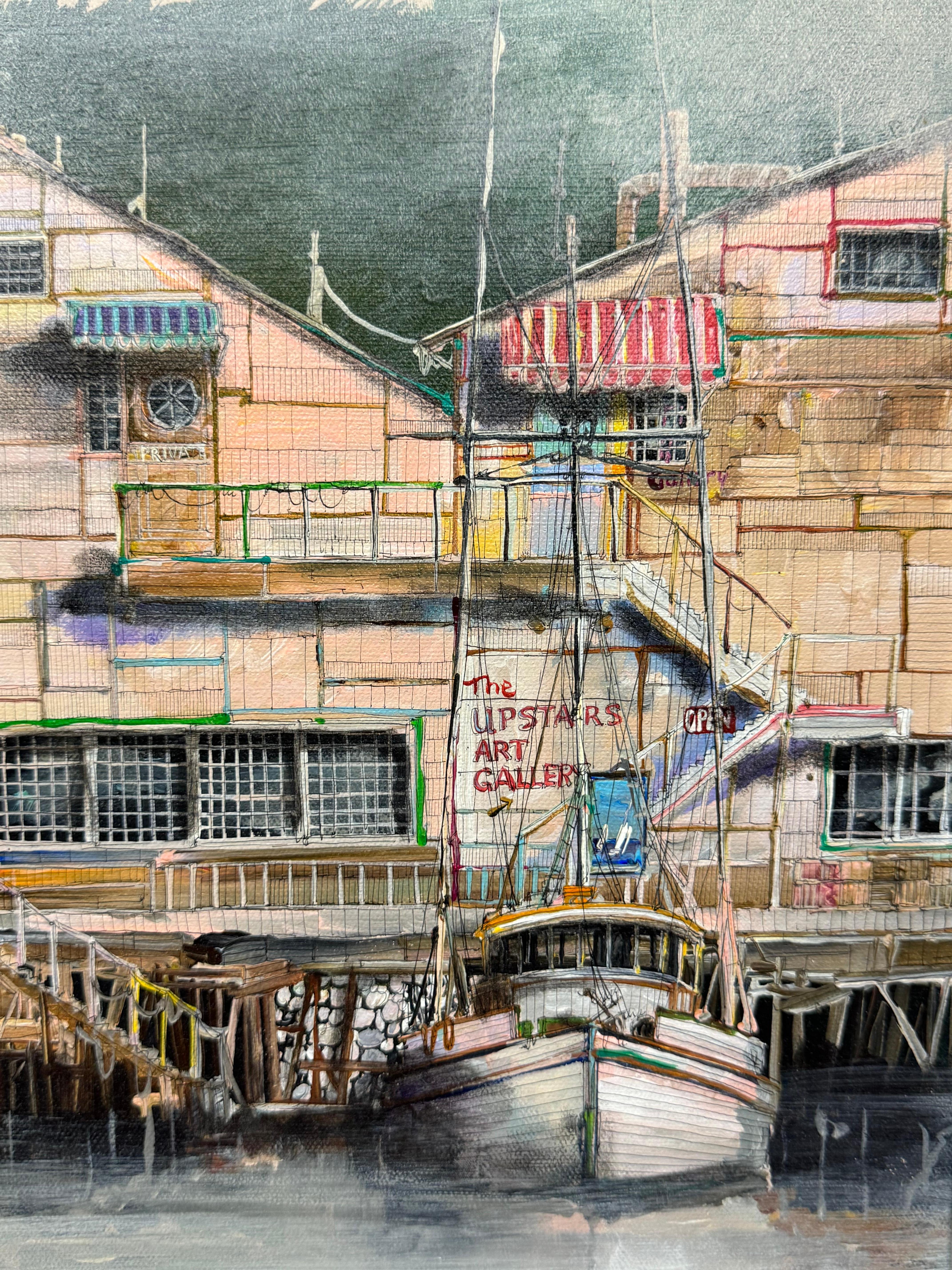 Patricia Sedlak California Wharf Painting, 1984 For Sale 1