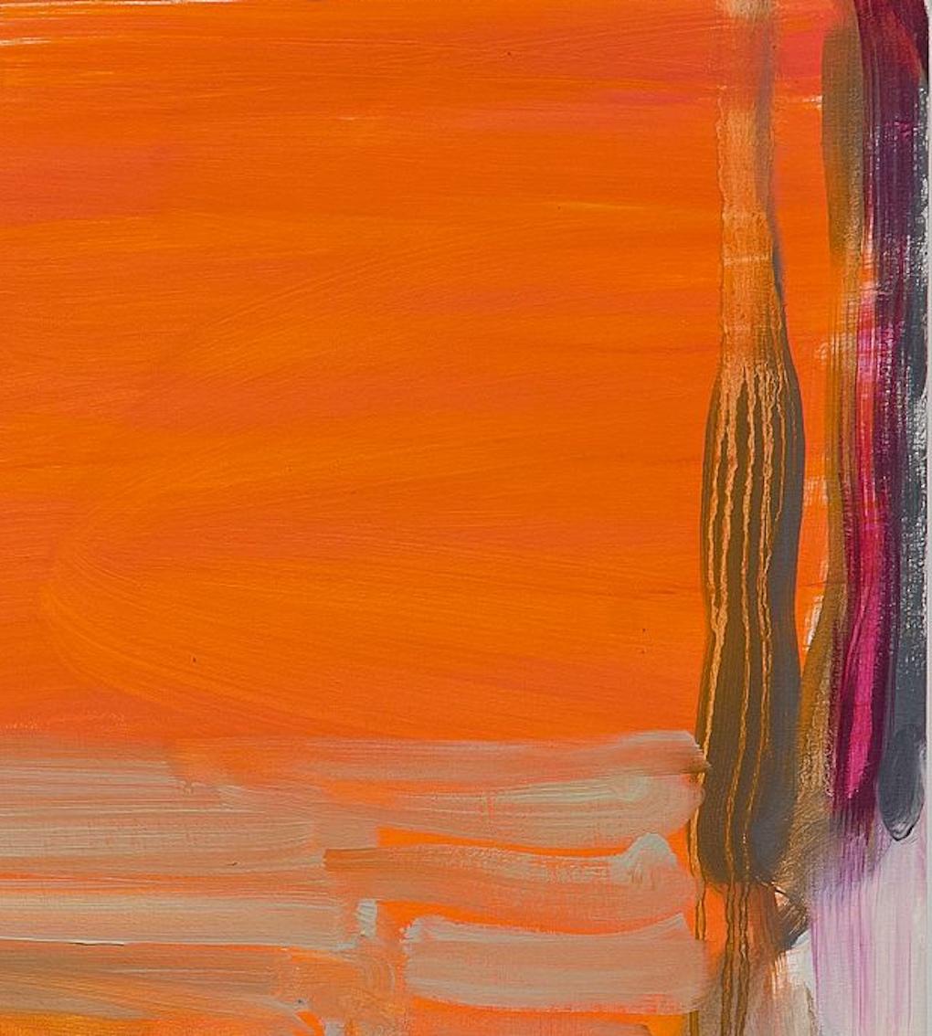 continually, Ein leuchtend orangefarbenes und rotes abstraktes Gemälde mit gestischen Pinselstrichen im Angebot 4