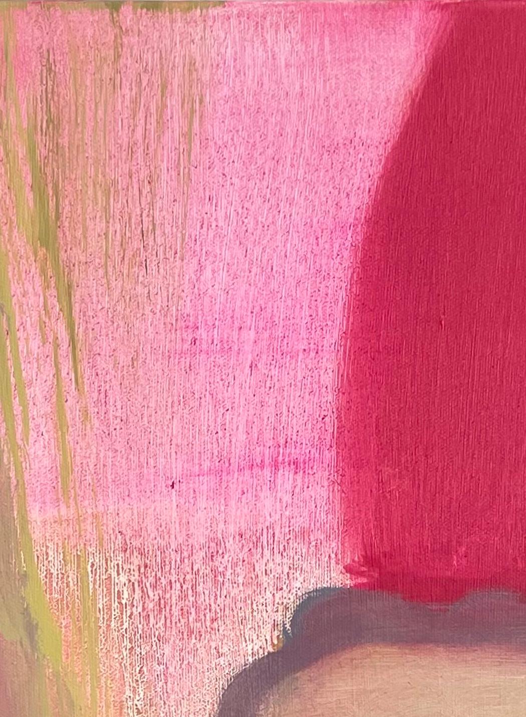 Pink Hour Ojai 20 x 24 in Contemporary  Huile abstraite rose et neutre - Marron Abstract Painting par Patricia Spergel
