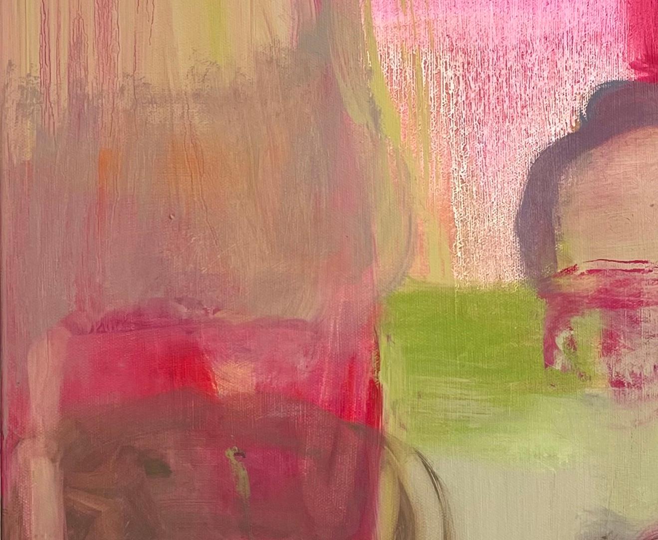 Pink Hour Ojai 20 x 24 in Contemporary  Huile abstraite rose et neutre en vente 1
