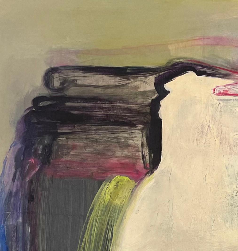 Preserver, pittura ad olio astratta con forme organiche e pennellate audaci - Abstract Painting Marrone di Patricia Spergel