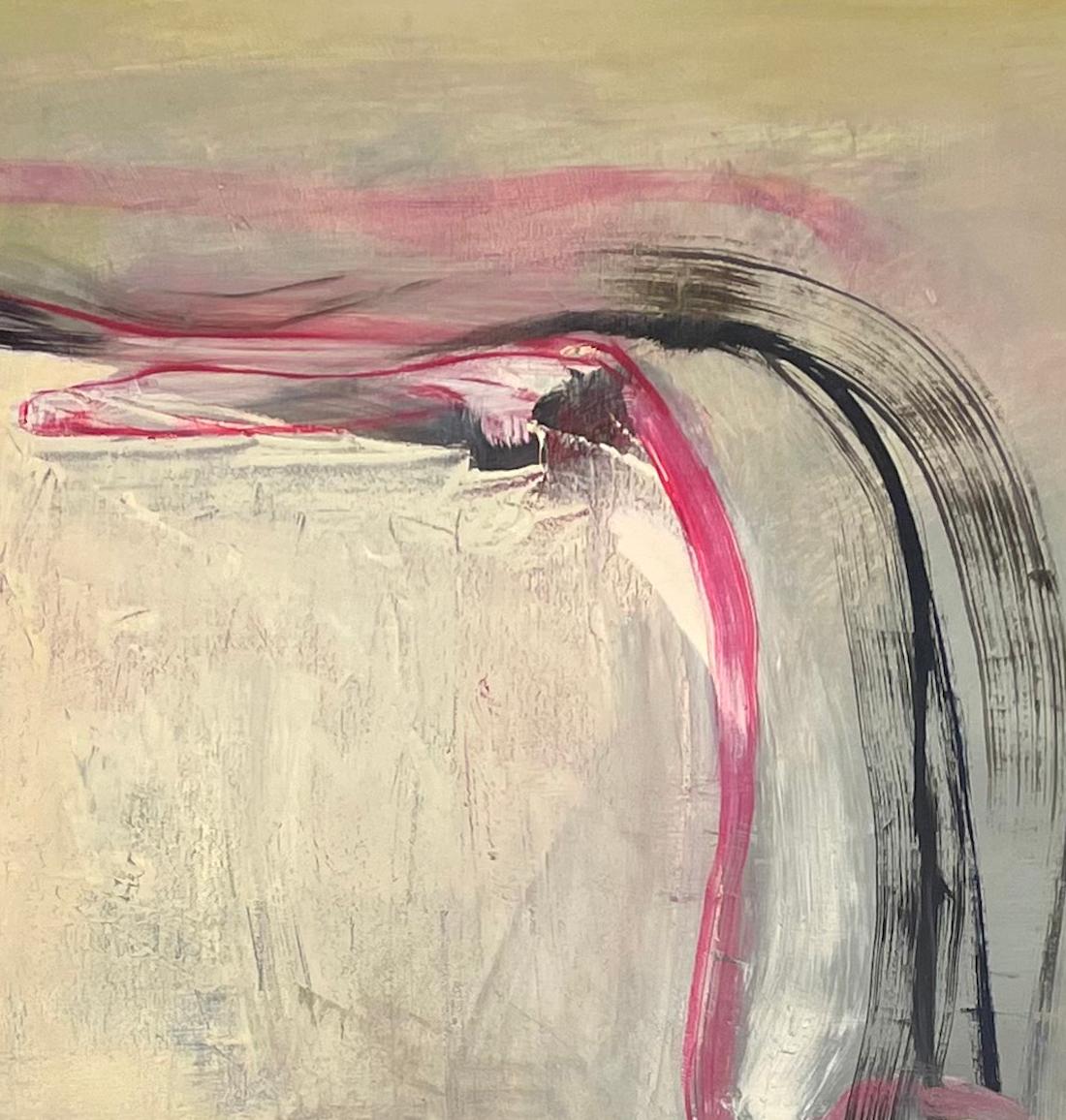 Preserver è un dipinto a olio dinamico che mette in mostra la fusione di astrazione e forma organica tipica di Patricia Spergel. Strati di crema, oliva e lavanda creano una base luminosa, mentre audaci pennellate di nero, cremisi e chartreuse
