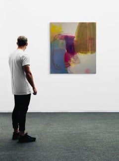 Pittura astratta compressa con strati di colore e luce