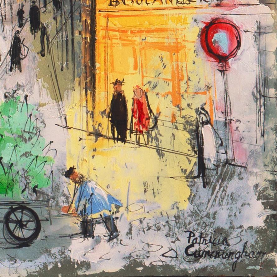'Montmartre, Place du Tertre', Paris,  Woman Modernist, AIC, Smithsonian, Carmel - Painting by Patricia Stanley Cunningham