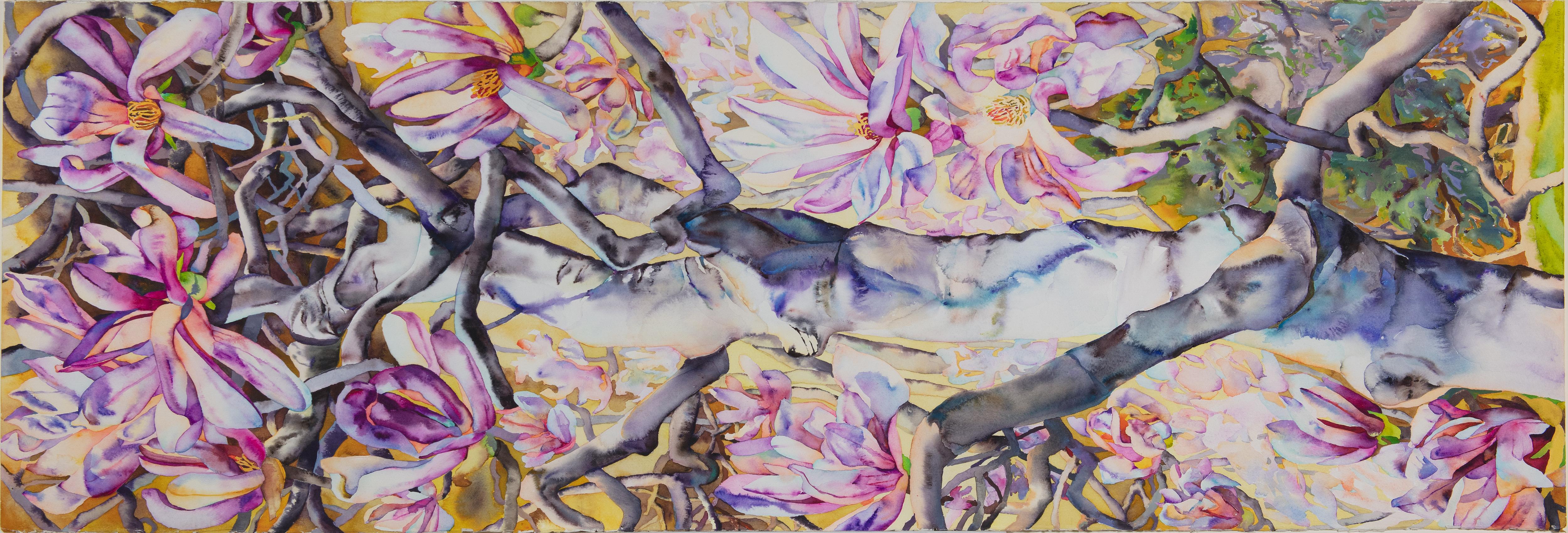 Aquarelle originale « Magnolia Spine » signée par Patricia Tobacco Forrester - Painting de Patricia Tobacco-Forrester
