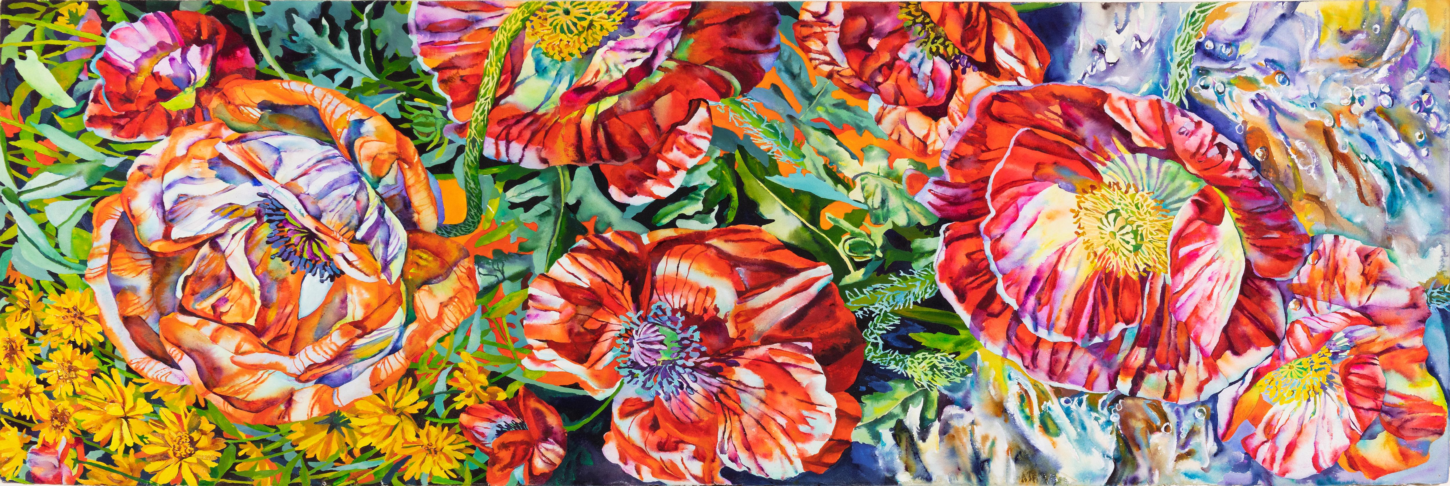 Poppies/Slice“ Original-Aquarell signiert von Patricia Tobacco Forrester (Zeitgenössisch), Painting, von Patricia Tobacco-Forrester