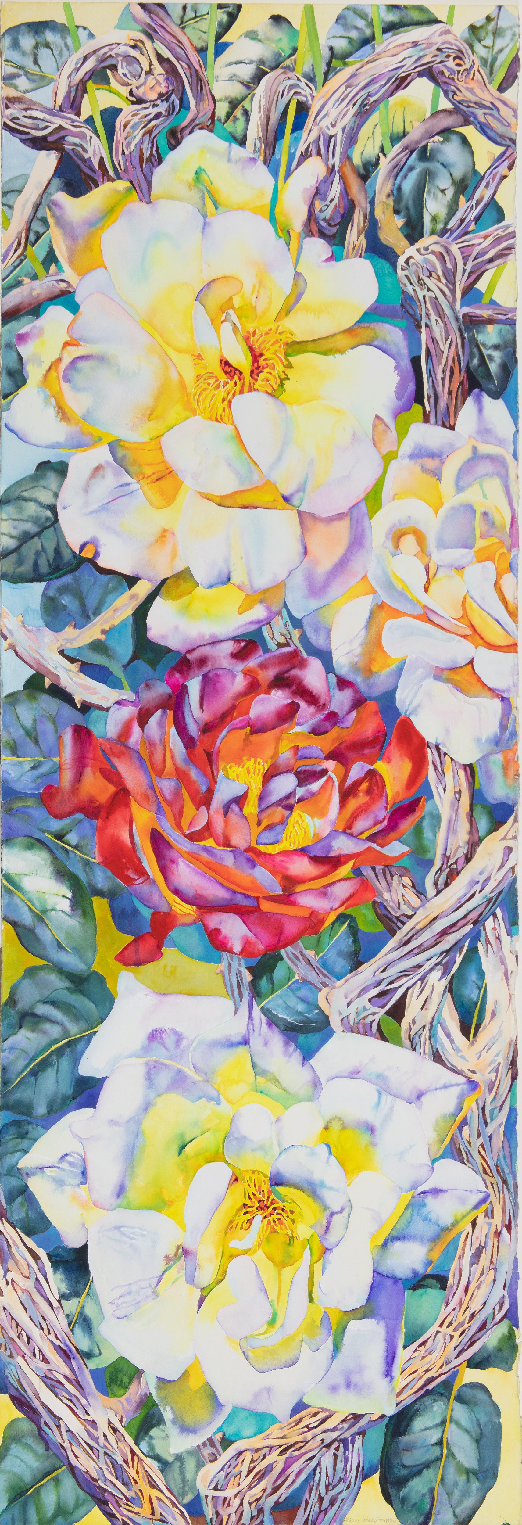 Aquarelle originale « Roses and Thorns » signée par Patricia Tobacco Forrester