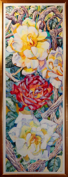Aquarelle originale « Roses and Thorns » signée par Patricia Tobacco Forrester