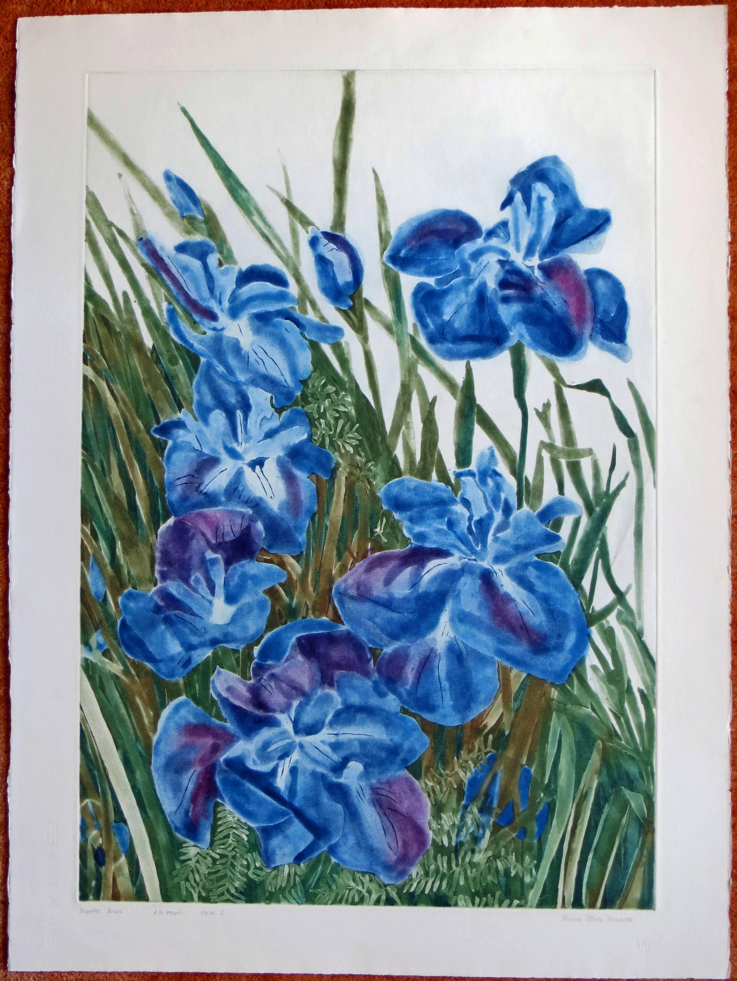 Patricia Tobacco Forrester a la Poupee print – December Irises - Print by Patricia Tobacco-Forrester