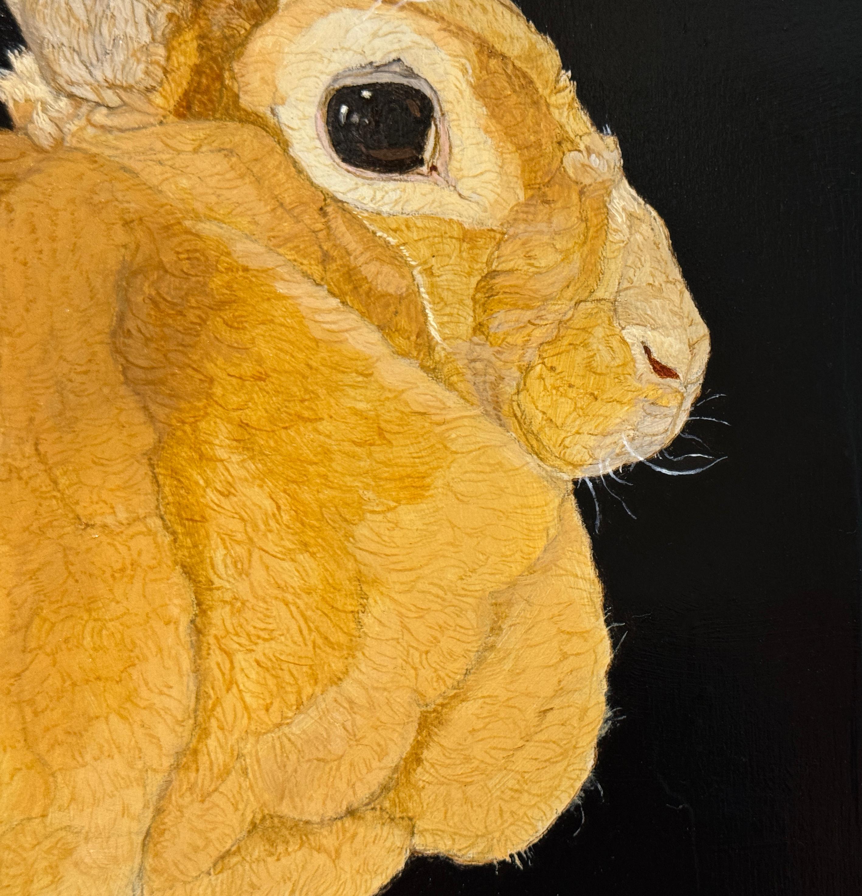 A REX RABBIT - Hyper Realism / Domestic Animal Painting / Fur / Bunny im Angebot 3