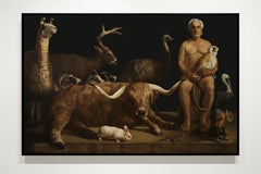 Guardian With Twelve Animals - Contemporary Realism Painting, 48x74"
